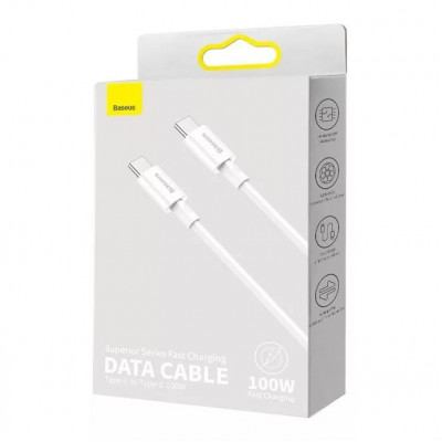 Baseus Superior sorozatú USB-C-USB-C kábel, 100 W, 2 m, fehér