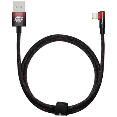 Baseus MVP 2 könyökkábel, tápkábel USB - Lightning csatlakozó, 1m, 20W, fekete - piros