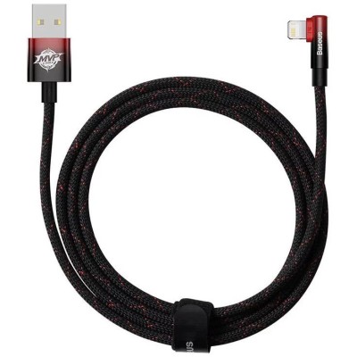 Baseus MVP 2 könyökkábel, tápkábel USB - Lightning csatlakozó, 2m, 20W, fekete - piros