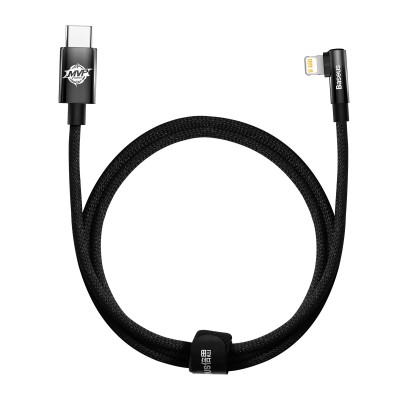 Baseus MVP 2 könyök kábel, tápkábel USB-C - Lightning csatlakozó, 1m, 20W, fekete