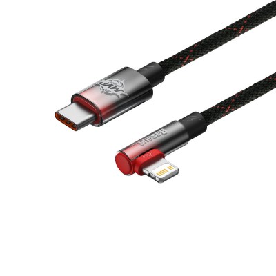 Baseus MVP 2 könyök kábel, tápkábel USB-C - Lightning csatlakozó, 1m, 20W, fekete-piros