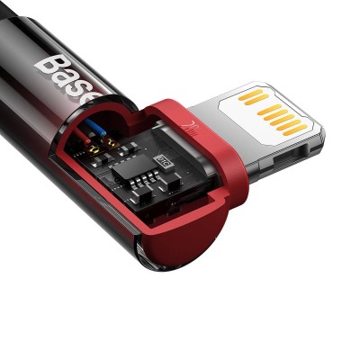 Baseus MVP 2 könyök kábel, tápkábel USB-C - Lightning csatlakozó, 1m, 20W, fekete-piros