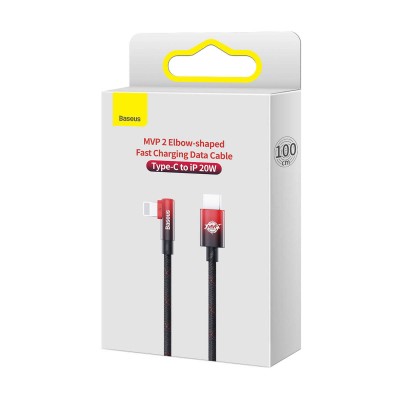 Baseus MVP 2 könyök kábel, tápkábel USB-C - Lightning csatlakozó, 1m, 20W, fekete-piros