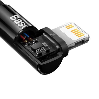 Baseus MVP 2 könyök kábel, tápkábel USB-C - Lightning csatlakozó, 2m, 20W, fekete