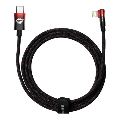 Baseus MVP 2 könyök kábel, tápkábel USB-C - Lightning csatlakozó, 2m, 20W, fekete-piros