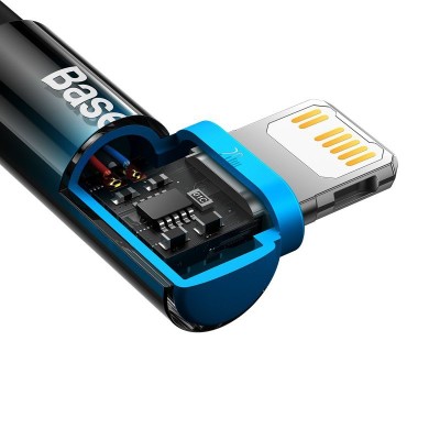 Baseus MVP 2 könyök kábel, tápkábel USB-C - Lightning csatlakozó, 2m, 20W,fekete-kék