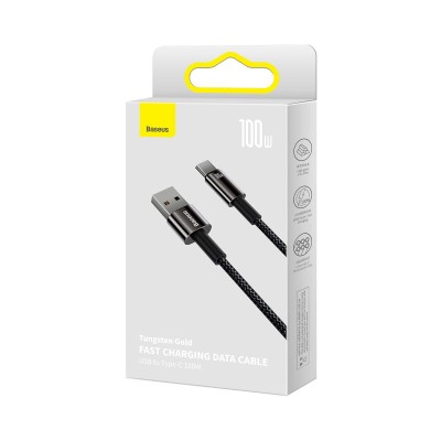 Baseus Tungsten Gold adatkábel, töltőkábel USB / USB-C, 100W, 2m (fekete)