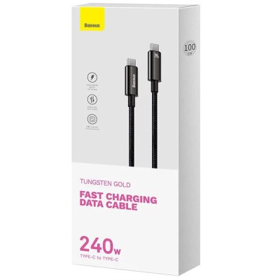 Baseus Tungsten Gold USB-C - USB-C kábel, 240W 1 m (fekete)