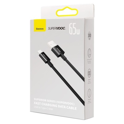 Baseus Superior Series SUPERVOOC gyorstöltő adatkábel USB - USB-C 65W, 1 m, fekete