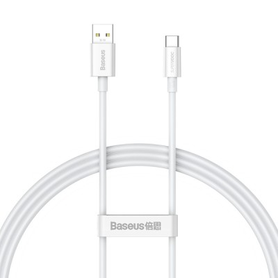 Baseus Superior Series SUPERVOOC gyorstöltő adatkábel USB - USB-C 65W, 1 m, fehér