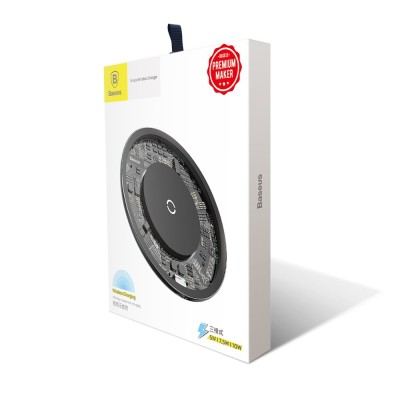 Baseus Simple 10W Lightning vezeték nélküli töltő, átlátszó