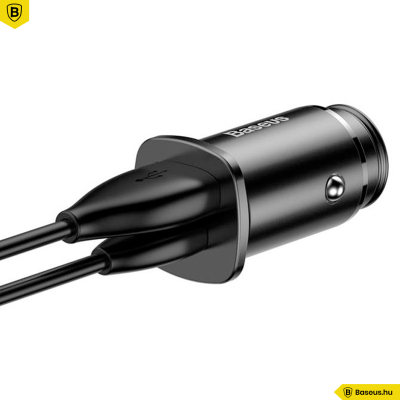 Baseus Square USB/USB-C autós töltő 30W PPS (PD3.0,QC4.0+,SCP,AFC) - Fekete