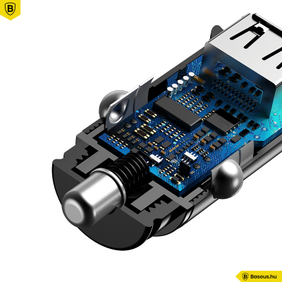 Baseus Square 2xUSB autós töltő QC3.0 SCP AFC 30W - Fekete