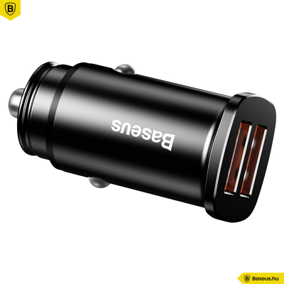 Baseus Square 2xUSB autós töltő QC3.0 SCP AFC 30W - Fekete