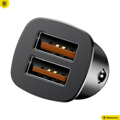 Baseus Square 2xUSB autós töltő QC3.0 SCP AFC 30W - Fekete