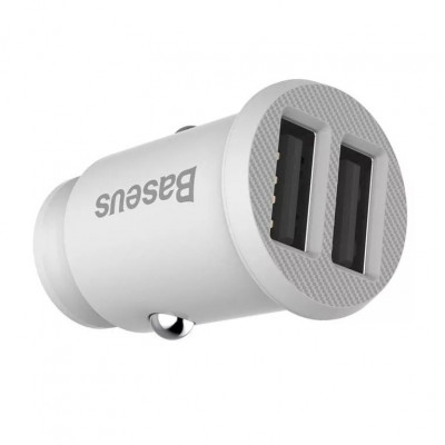 Baseus Grain autós töltő 2x USB 5V 3.1A, fehér