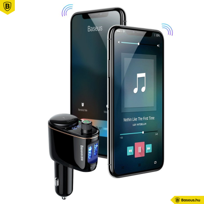 Baseus Locomotive Bluetooth - FM Transzmitter - MP3 lejátszó - 3.4A 2USB autós töltő - Fekete