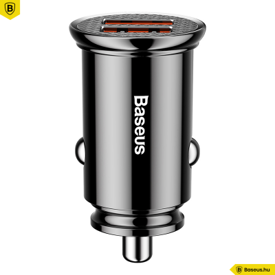 Baseus Circular autós töltő 2USB A+A 30W QC3.0 - Fekete