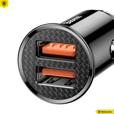 Baseus Circular autós töltő 2USB A+A 30W QC3.0 - Fekete