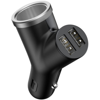 Baseus Y Type 2xUSB 3.4A 40W autós töltő, fekete