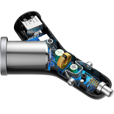 Baseus Y Type 2xUSB 3.4A 40W autós töltő, fekete