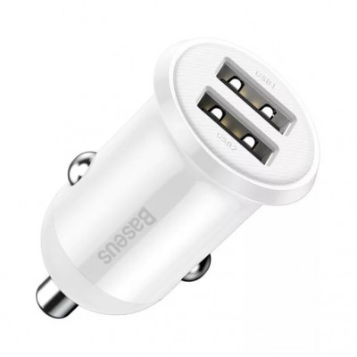 Baseus Grain Pro 2x USB 4.8A autós töltő, fehér