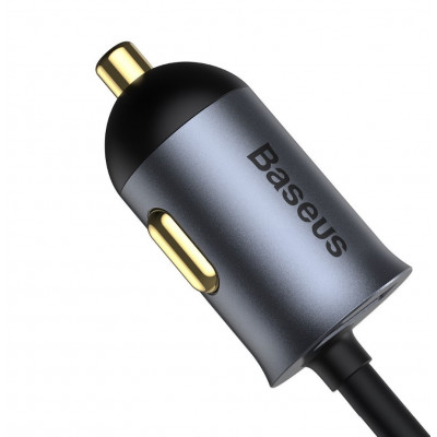 Baseus Share Together autós töltő hosszabbítóval, 3x USB, USB-C, 120W, szürke
