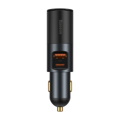 Baseus Share Together Gyors autós töltő szivargyújtó aljzattal, USB + USB-C, 120 W, szürke