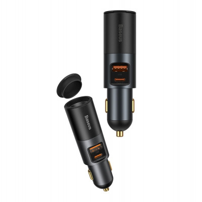 Baseus Share Together Gyors autós töltő szivargyújtó aljzattal, USB + USB-C, 120 W, szürke