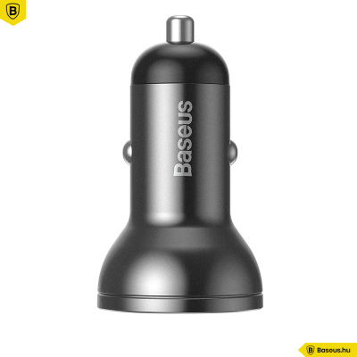 Baseus autós töltő 2USB 4.8A 24W LCD kijelzővel - Szürke