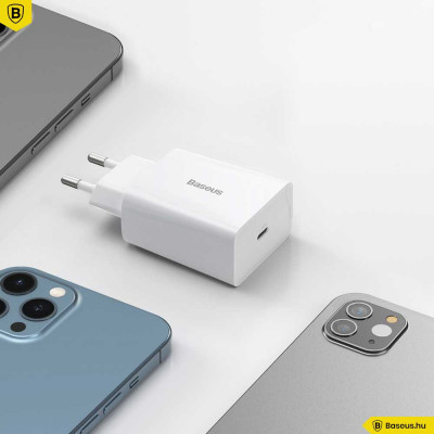 Baseus Speed ​​Mini USB-C PD hálózati gyorstöltő QC 3.0 3A, 20W - Fehér