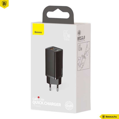 Baseus Gan2 Lite hálózati gyorstöltő USB-C/USB 65W - Fekete