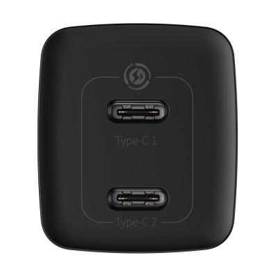 Baseus GaN Lite fali töltő, 2x USB-C, 65W, EU (fekete)