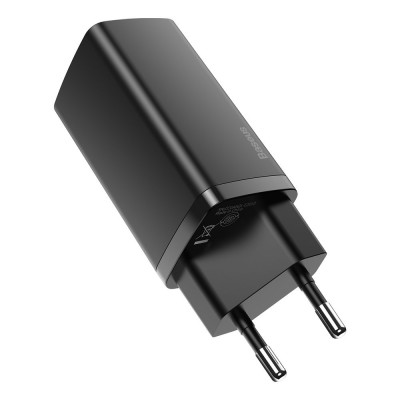 Baseus GaN Lite fali töltő, 2x USB-C, 65W, EU (fekete)