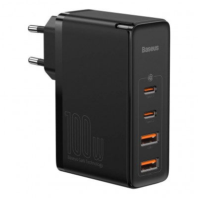 Baseus GaN2 Pro fali töltő, 2x USB + 2x USB-C, 100W, EU, fekete