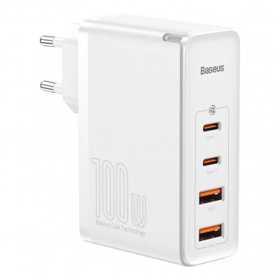 Baseus GaN2 Pro fali töltő, 2x USB + 2x USB-C, 100W, EU, fehér