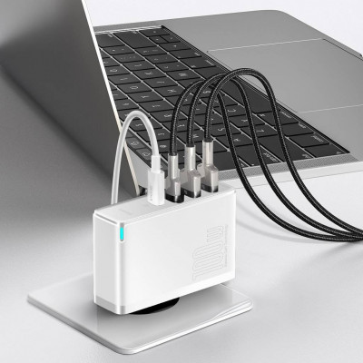 Baseus GaN2 Pro fali töltő, 2x USB + 2x USB-C, 100W, EU, fehér