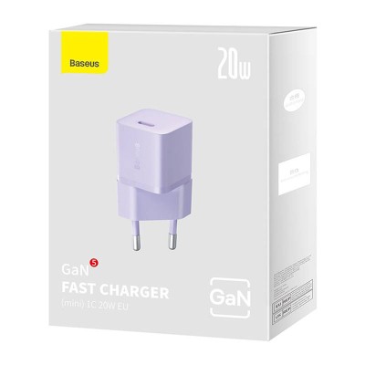 Baseus GaN5 Mini hálózati töltő 20W, USB-C (lila)