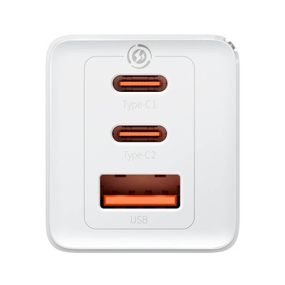 Baseus GaN5 Pro hálózati töltő, 2xUSB-C + USB, 65W (fehér)