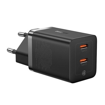 Baseus GaN5 hálózati töltő 40W, 2x USB-C (fekete)