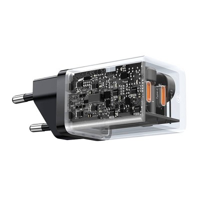 Baseus GaN5 hálózati töltő 40W, 2x USB-C (fekete)