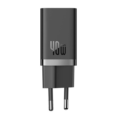 Baseus GaN5 hálózati töltő 40W, 2x USB-C (fekete)