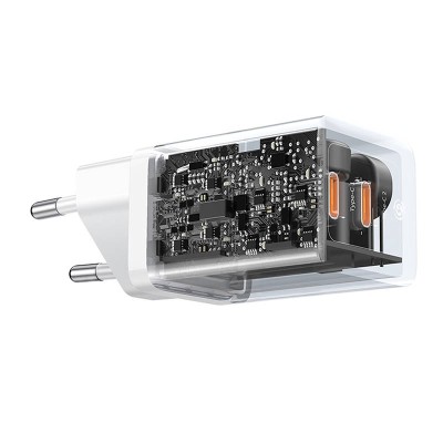 Baseus GaN5 hálózati töltő 40W, 2x USB-C (fehér)