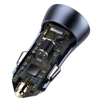 Baseus Golden Contactor Pro autós töltő, USB + USB-C, QC4.0 +, PD, SCP, 40 W, szürke