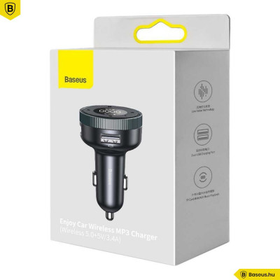 Baseus Enjoy Bluetooth Fm Transzmitter és 2USB autós töltő 3,4A - Fekete