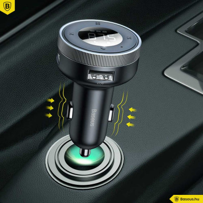 Baseus Enjoy Bluetooth Fm Transzmitter és 2USB autós töltő 3,4A - Fekete