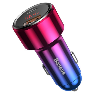 Baseus Magic USB + USB-C QC 4.0 PD 45W autós töltő, piros-kék
