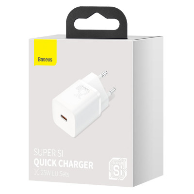 Baseus Super Si Quick Charger gyors hálózati töltő 1C 25W, fehér