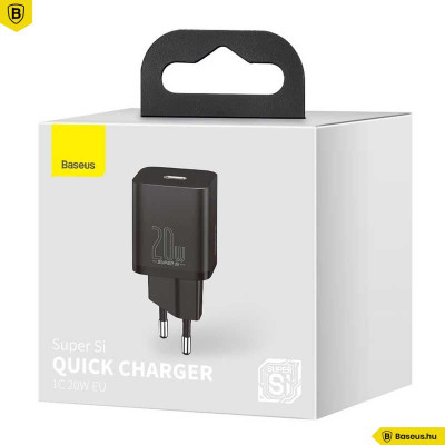 Baseus Super Si USB-C hálózati gyorstöltő 20W - Fekete