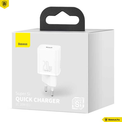 Baseus Super Si USB-C hálózati gyorstöltő 20W - Fehér
